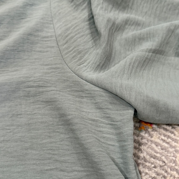 V Neck Tie Back Blouse Maurices soft green long sleeve dressy top elastic waist - Picture 5 of 8